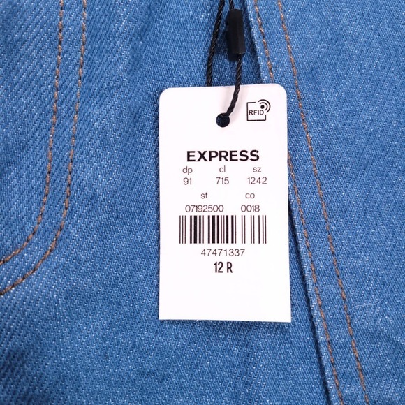 EXPRESS Jeans Size 12 70's Flare Mid Rise Blue Stretch Denim 32x33 NEW - Picture 5 of 13